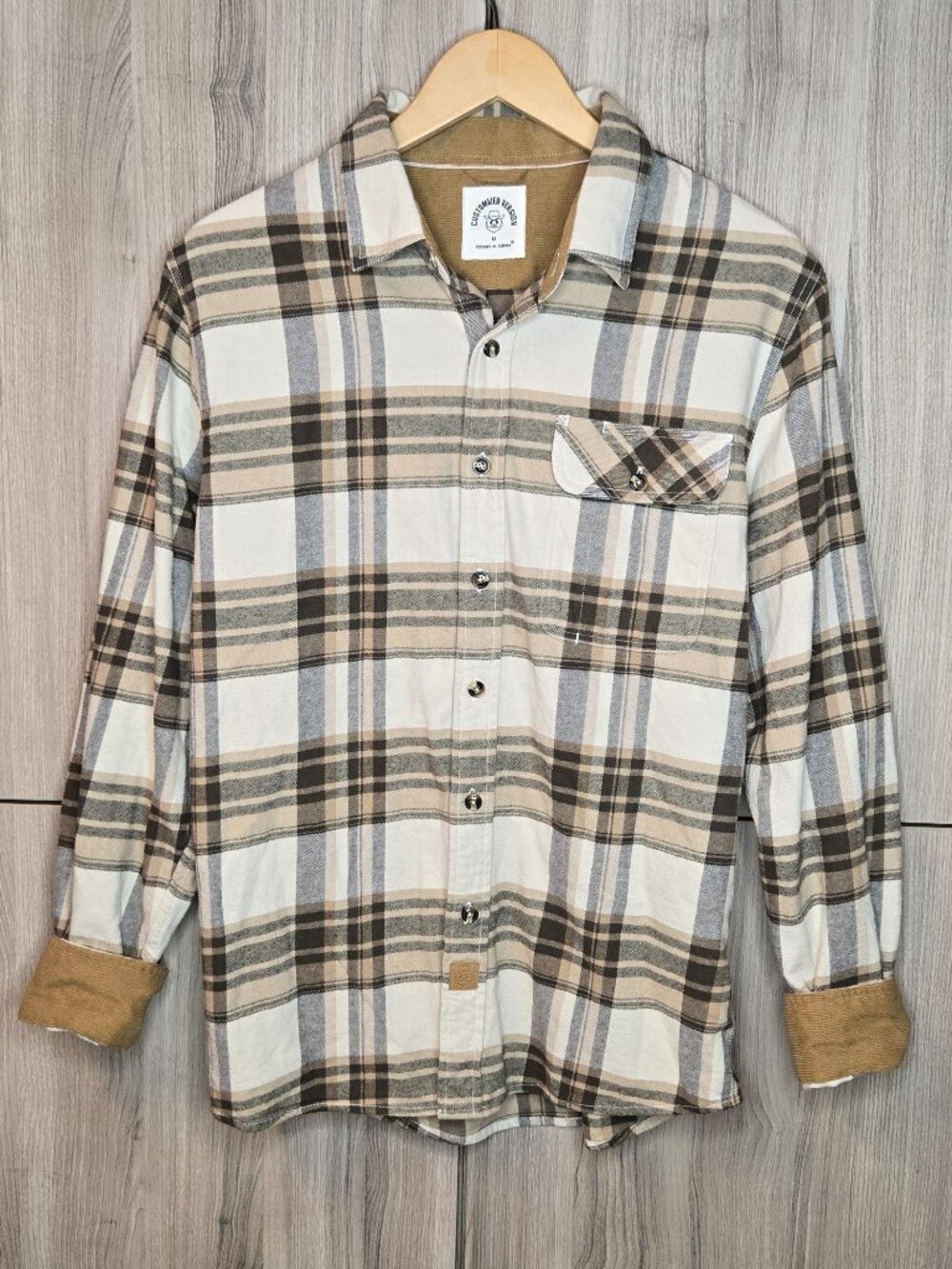 Dubinik Soft Flannel Button Up Shirt Mens Corduroy Flip Cuff Flap Pocket Camp M